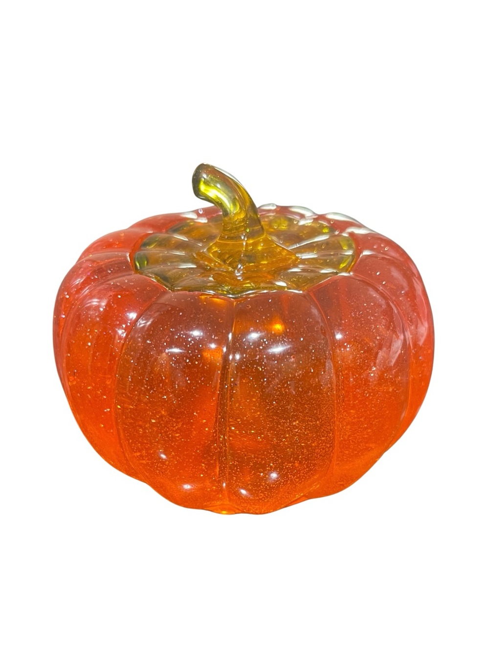 Handmade Resin Pumpkin Trinket Jar Orange Green Fall Décor